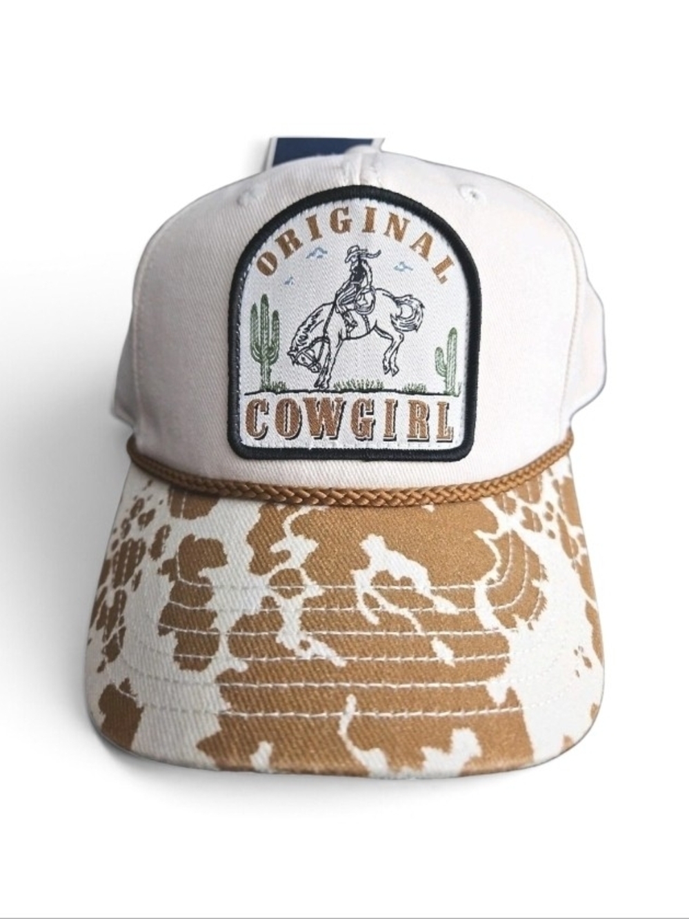 Mighty fine Cowgirl Western Trucker Hat Cowhide Rodeo Patch Vintage Rodeo